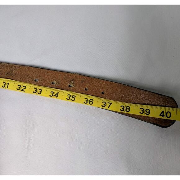 Vintage Vans otw Skater Metal Belt Buckle Vans Leather Belt Brown Embossed Logo - Picture 7 of 7